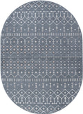 5'3'' x 7'3'' Oval Geometric Dark Gray Cream Area Rug F109870