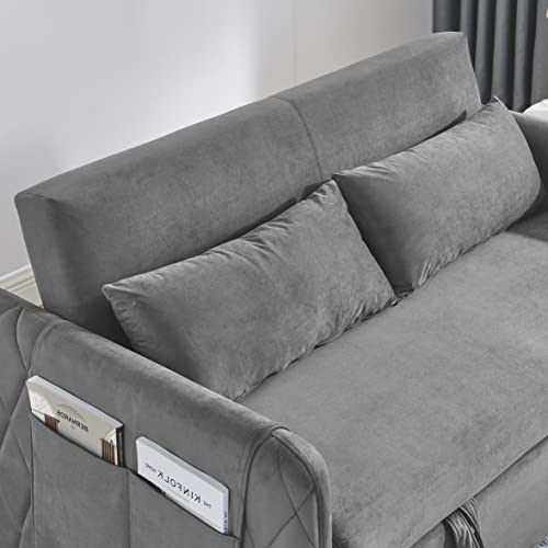 Black Velvet Convertible Sofa Bed with Pull Out Bed G119