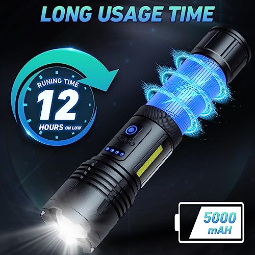 Rechargeable LED Flashlight High Lumen Super Bright COB Work Light IPX7 Waterproof W6025