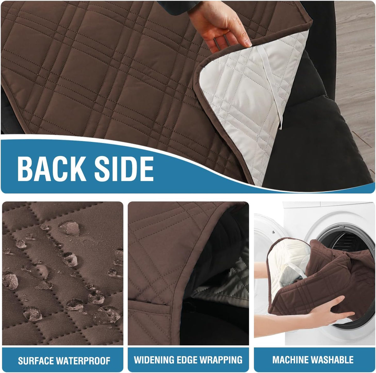 Oversized Recliner Cover 1-Piece Reversible with Elastic Straps P76357