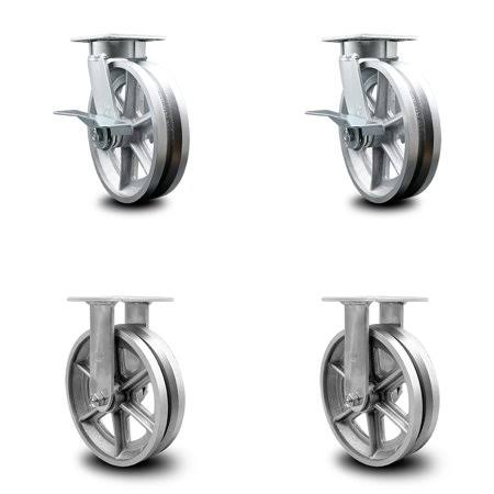 8 inch V Groove Semi Steel Swivel Caster Set R21207