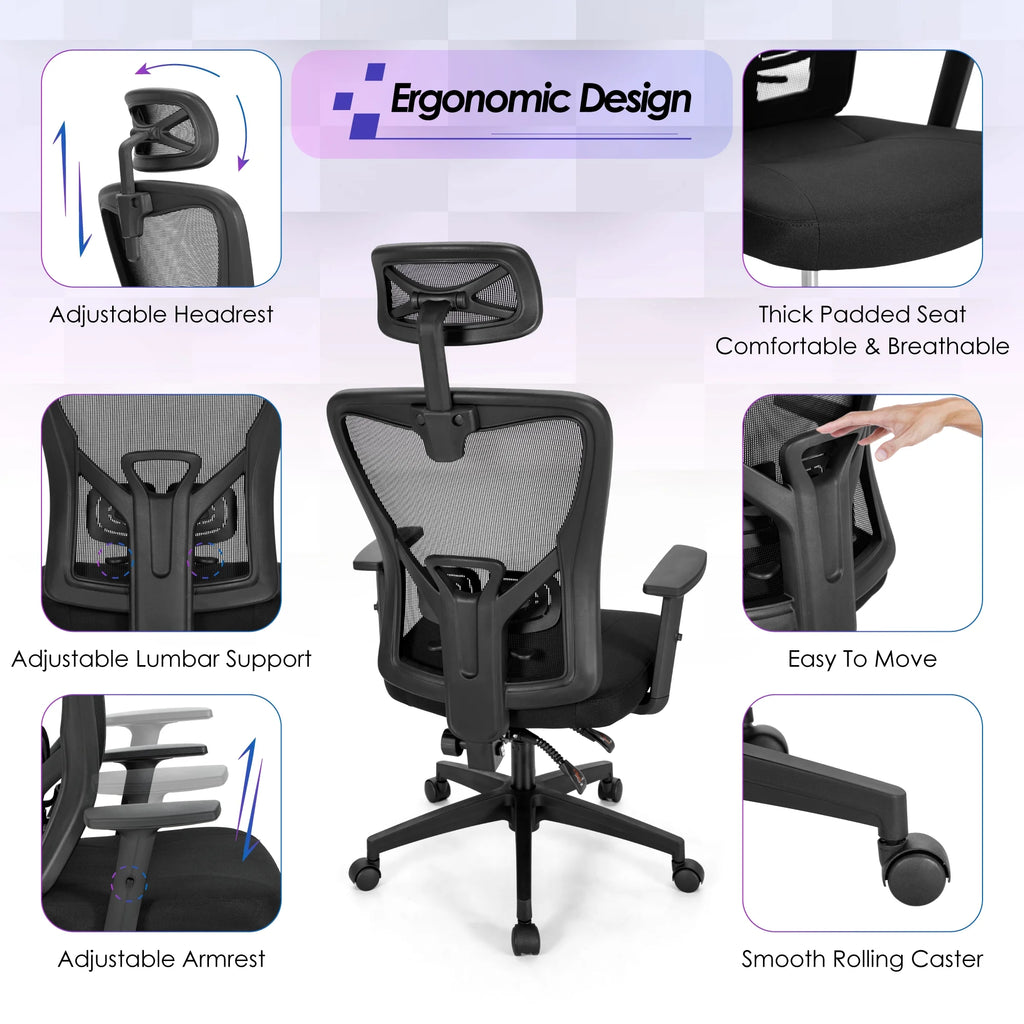 Black High Back Mesh Ergonomic Office Chair M8945