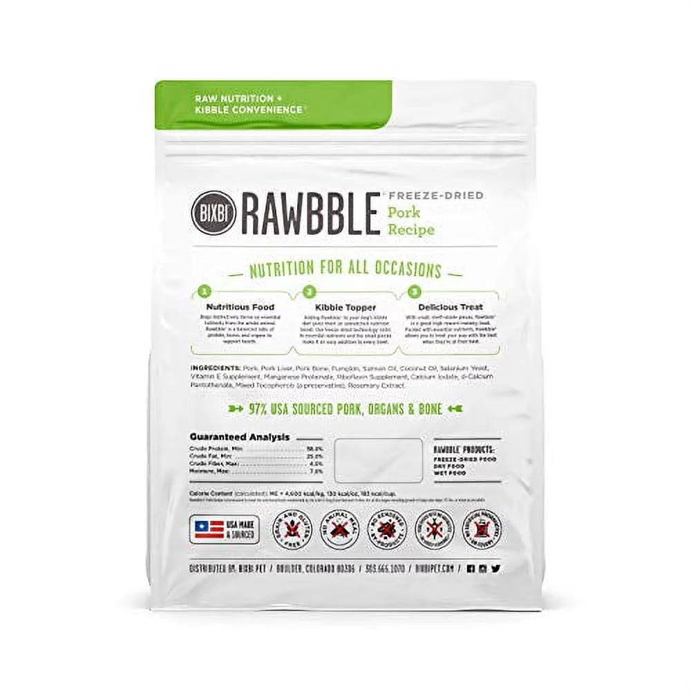 Freeze Dried Dog Food, Pork Recipe, 26 Oz F552861