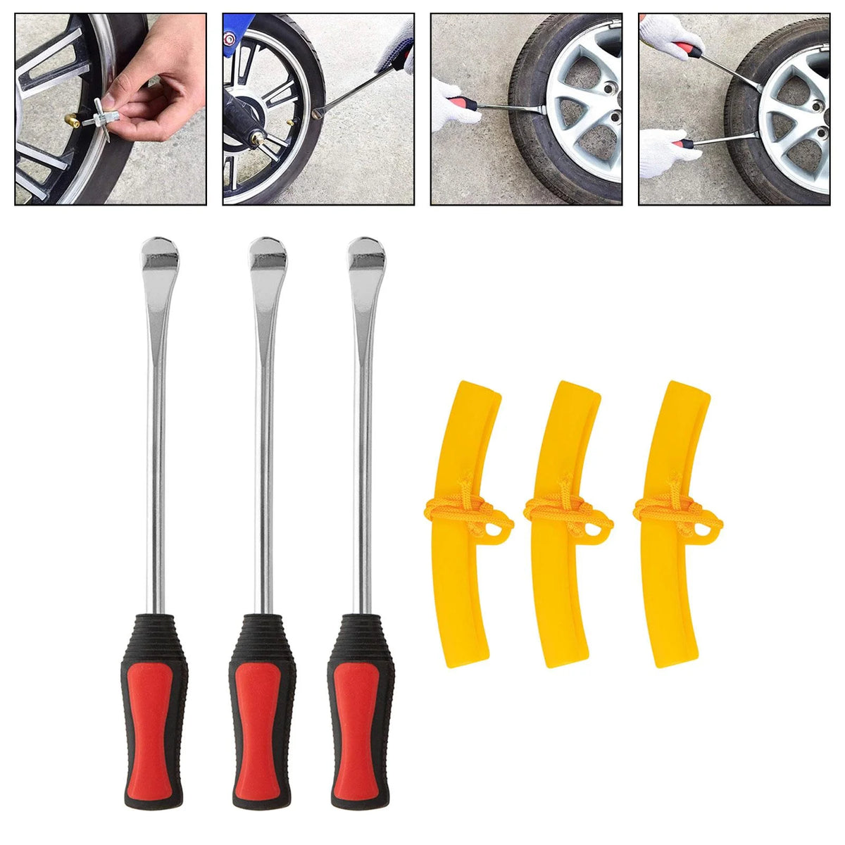Yellow 3Pcs Tire Spoon Lever Repair Tool Y54350