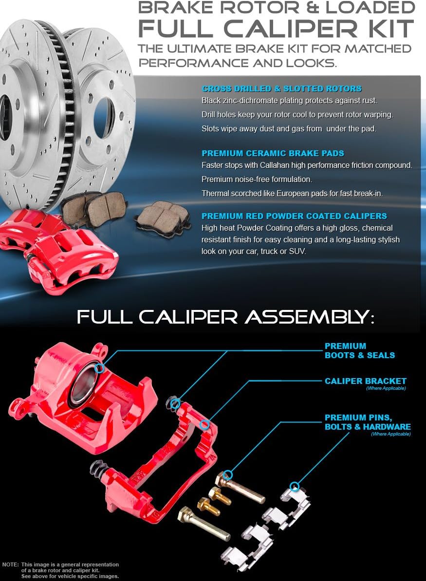 Powder Coated Red Calipers 8 Lug Rotors Ceramic Pads Kit S20670