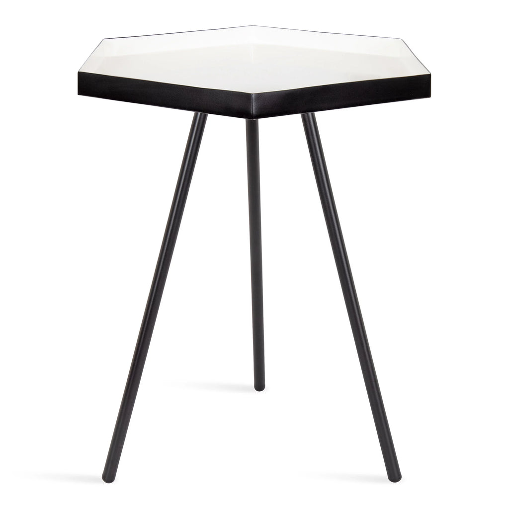White and Black Hexagon Side Table G39701