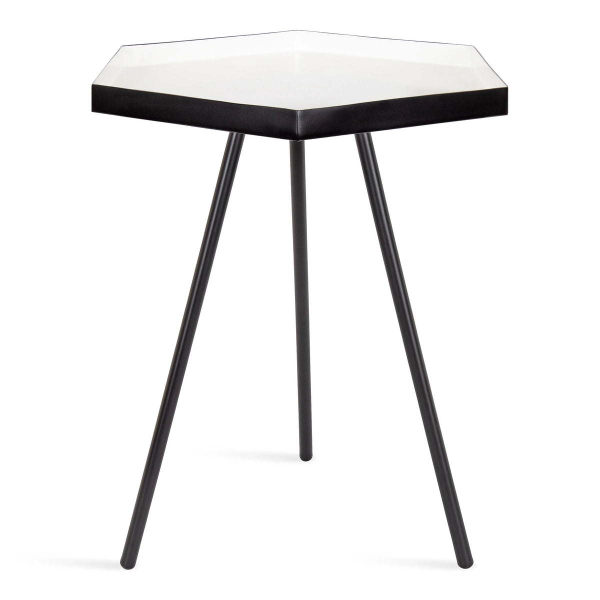 White and Black Hexagon Side Table G39701