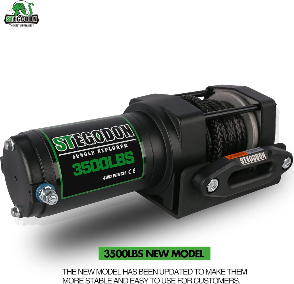 3500 lb. Load Capacity 12V Synthetic Rope Electric Winch with Wireless Remote Y206774