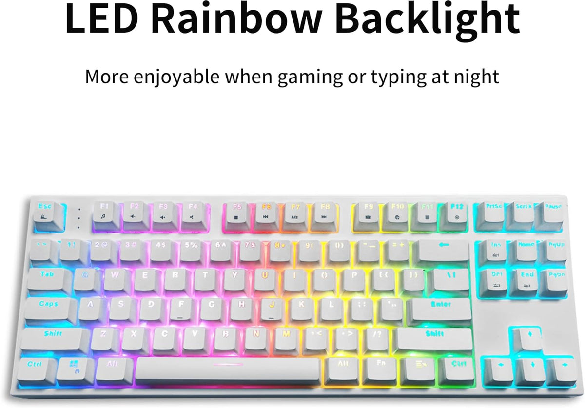 White 87 Keys Wired Mechanical Gaming Keyboard L357