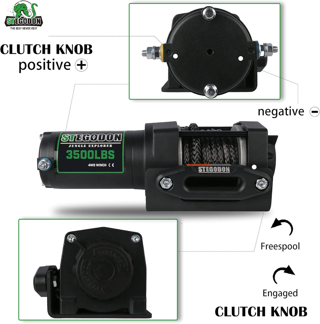 3500 lb. Load Capacity 12V Synthetic Rope Electric Winch with Wireless Remote Y206774