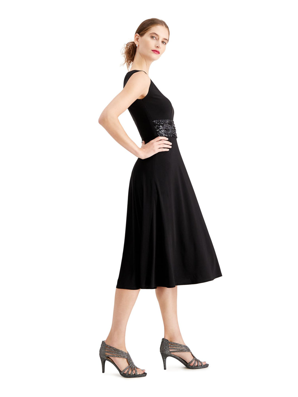 Silver Long Sleeve Midi Shift Dress K826