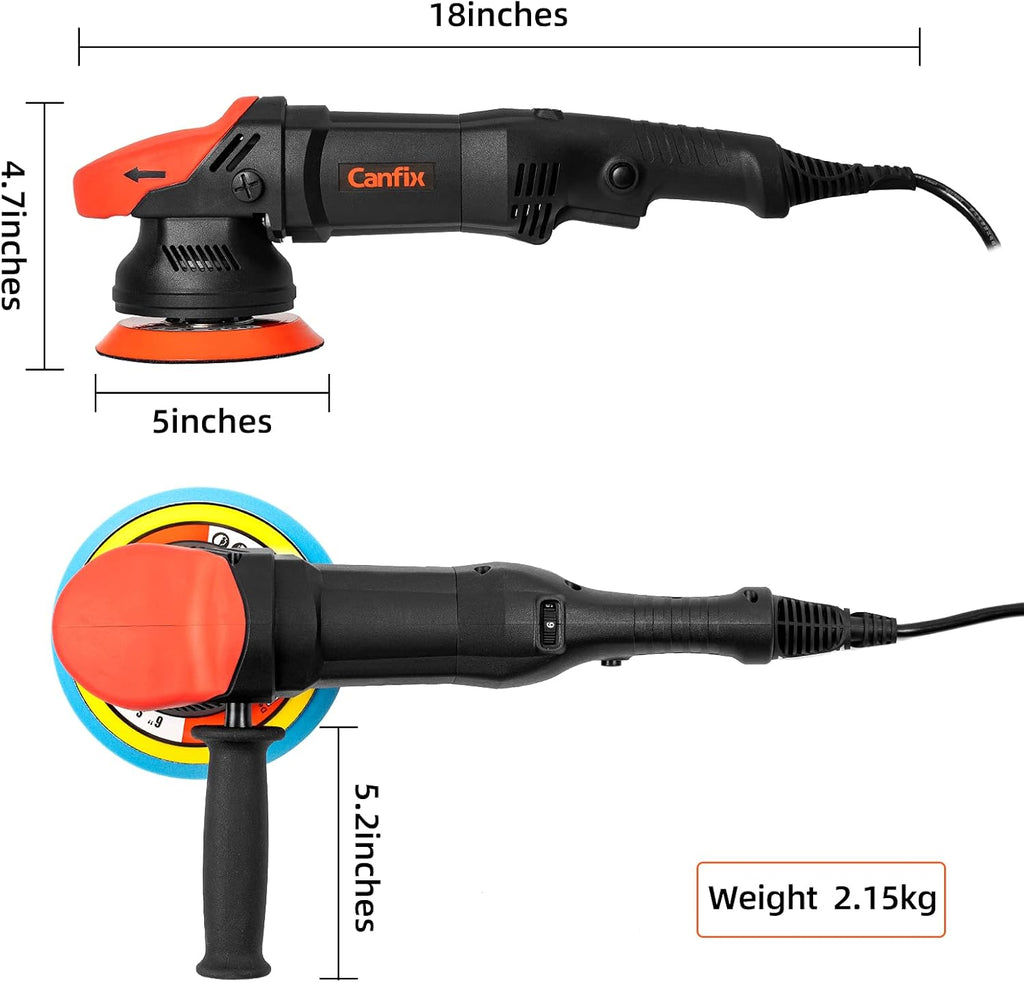 Dual Action Orbital Car Polisher with 5" and 6" Pads Pack of 2 R432545