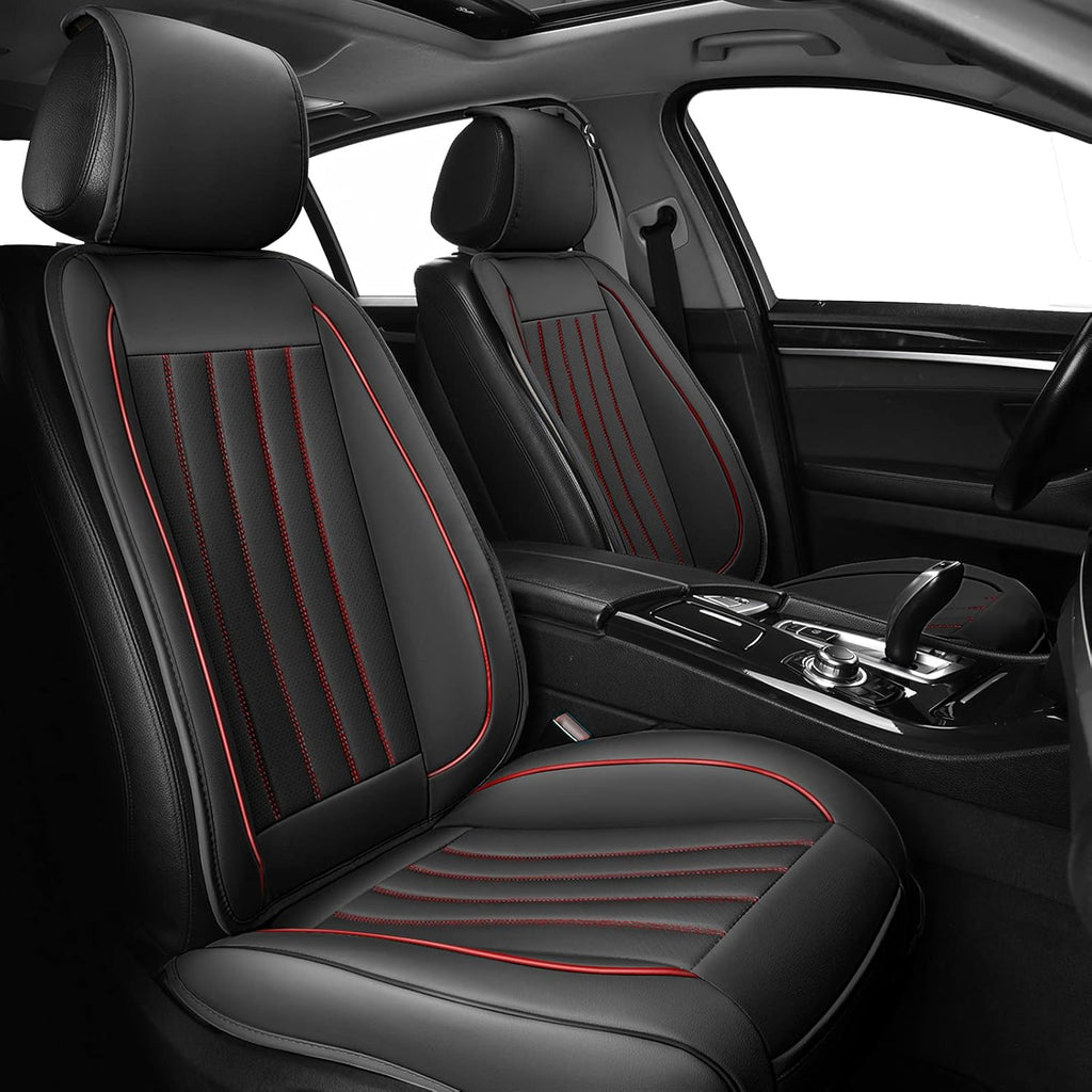 2pc Black Leather Universal Car Seat Covers X3882
