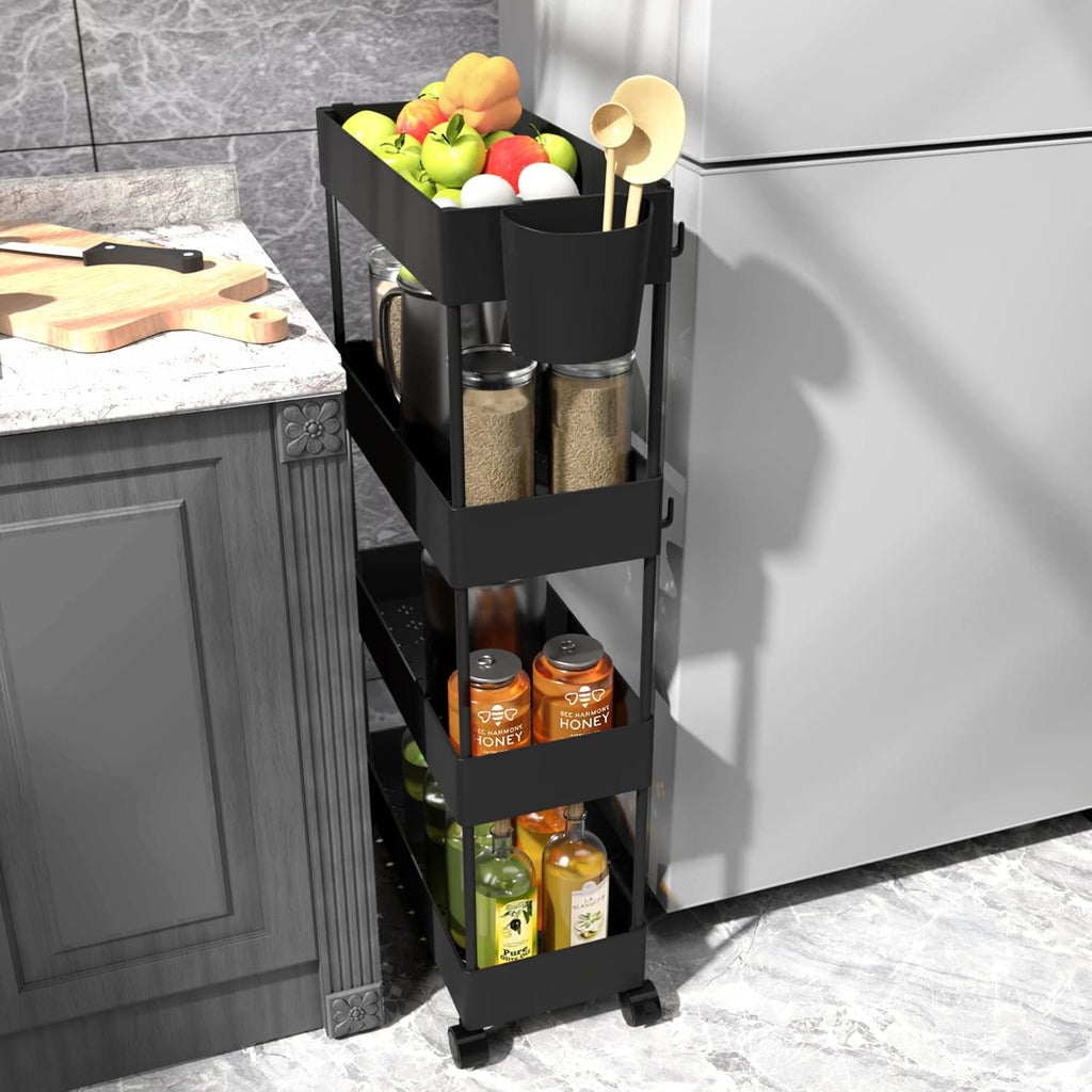 4 Tier Slim Rolling Storage Cart with Wheels D280882