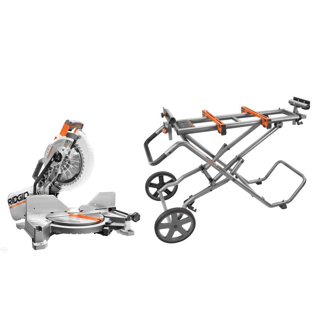15 Amp 10 in. Dual Miter Saw with Stand D335