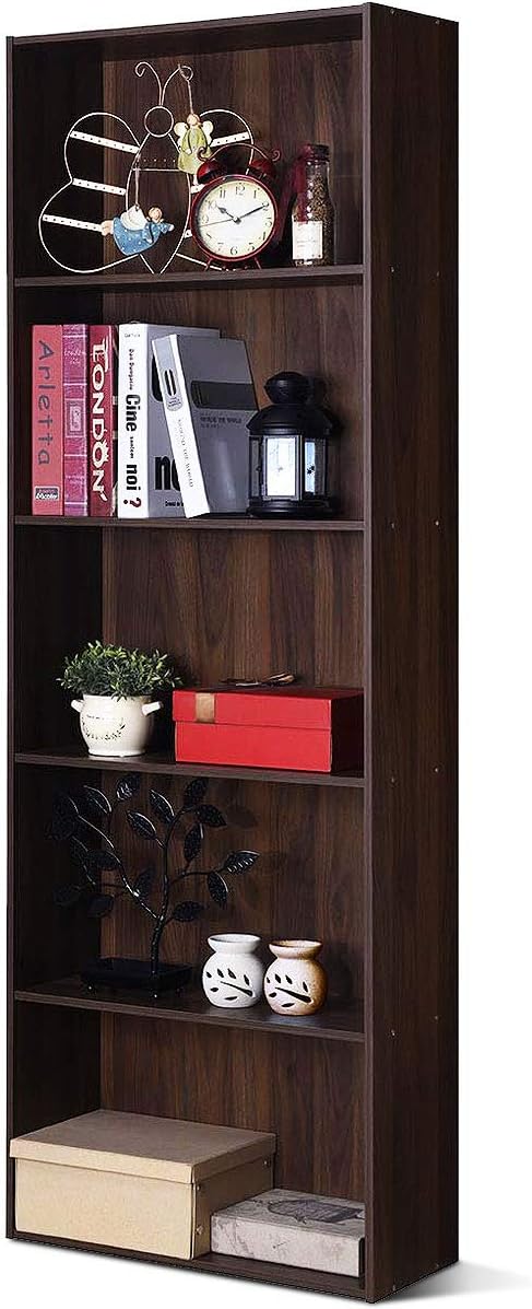 Black 5-Shelf Wood Bookcase L820600