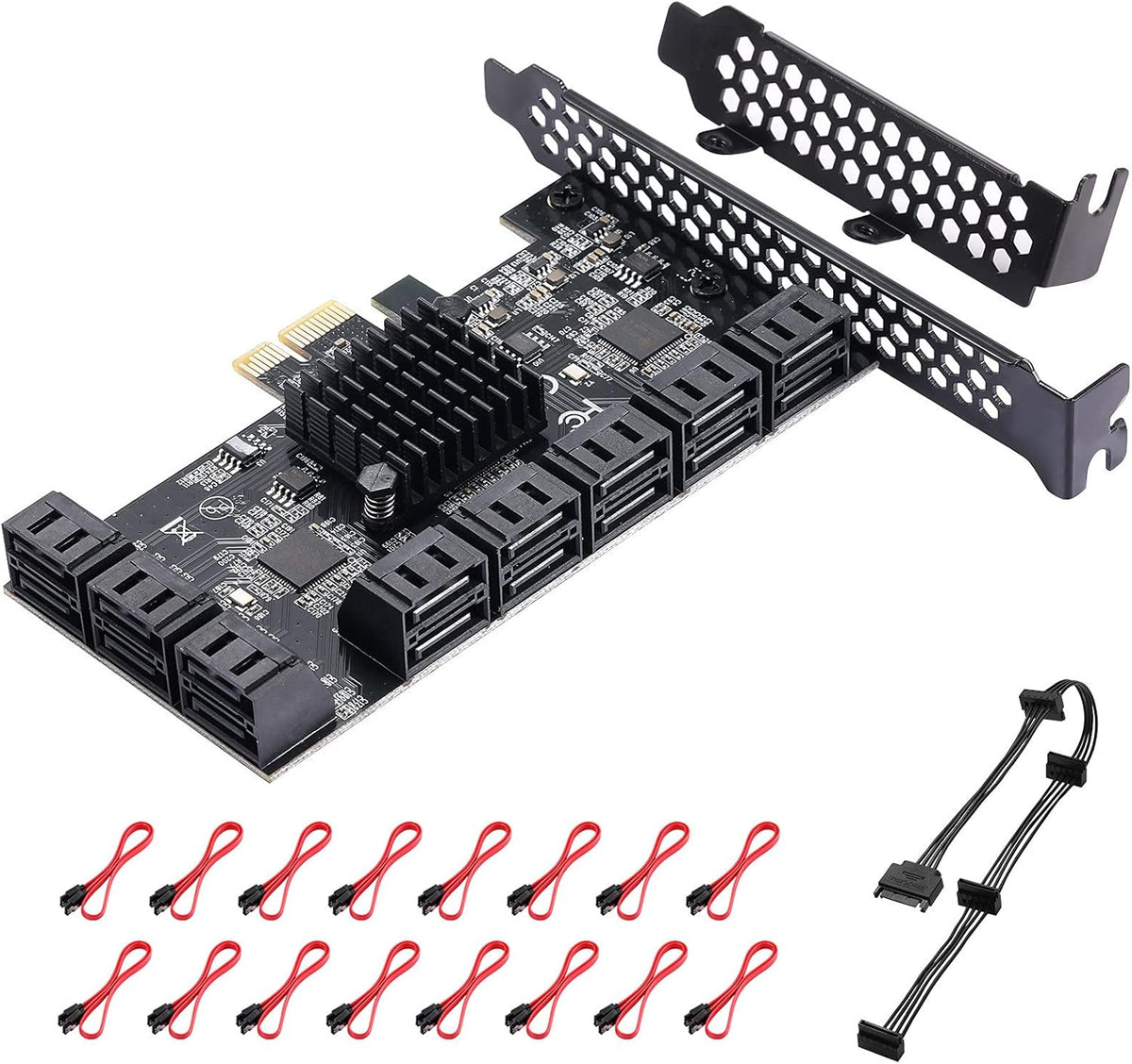 18 Port 6Gbps SATA 3.0 PCIE Card with SATA Cables T941858