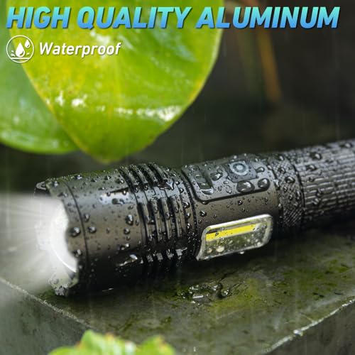 Rechargeable LED Flashlight High Lumen Super Bright COB Work Light IPX7 Waterproof W6025