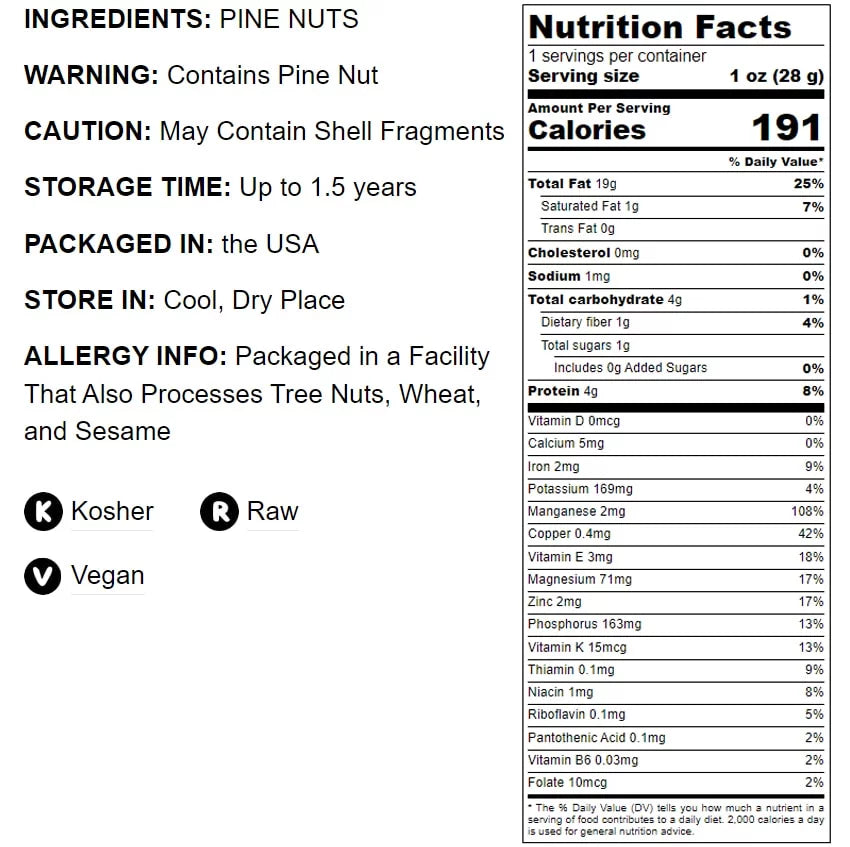 Pine Nuts, 1 Pound E9596