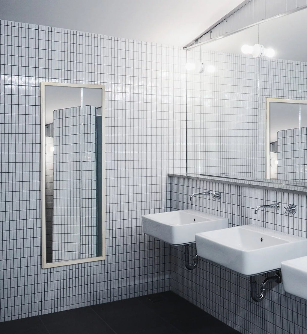 Polished Stainless Metal Silver Rectangle Full Length Wall Mirror (18" x 48") Z2778