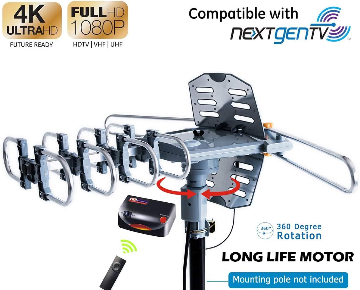 Outdoor Digital Amplified HDTV Antenna, 150 Mile 360 Degree Rotation I17844