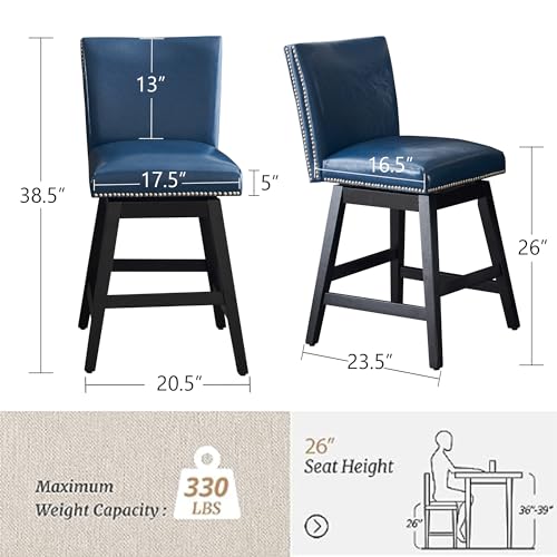 White Upholstered Swivel Bar Stools Set of 2 A557920
