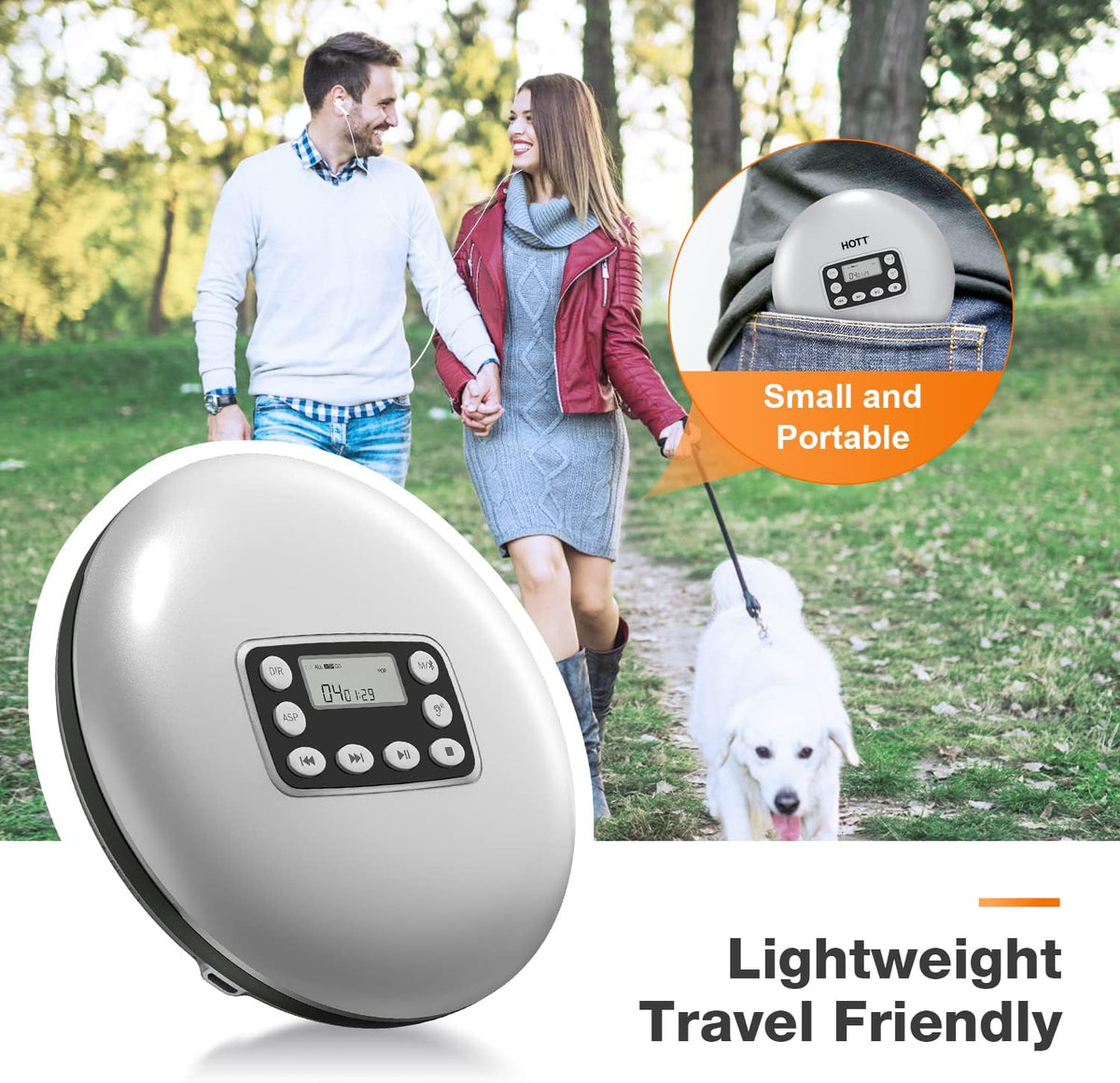 Portable CD Player with Bluetooth and Stereo Headphone W216