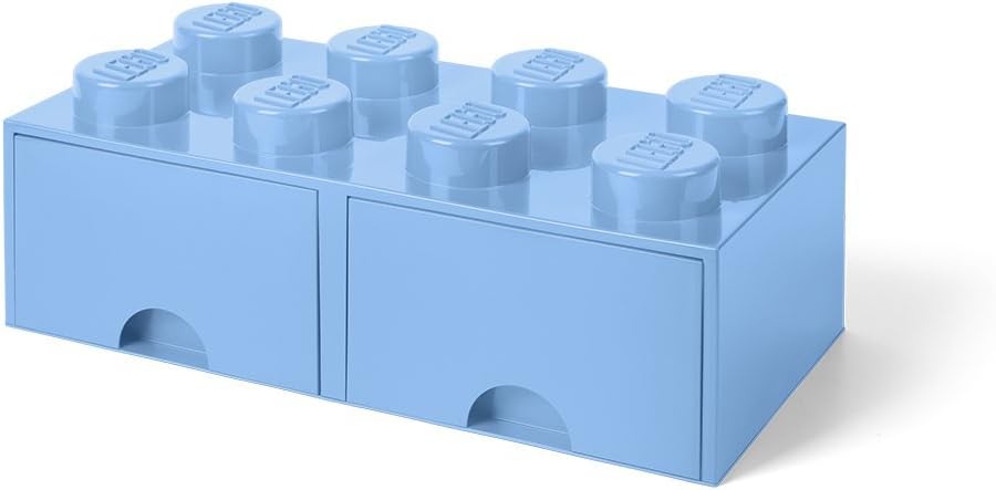 Light Royal Blue 8 Knobs 2 Drawers Stackable Storage Box V662
