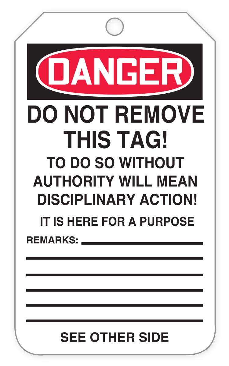 Danger DO NOT Operate Tags J776732