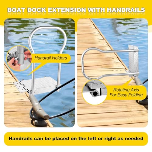 Folding Boat Boarding Platform with Handrail 500LBs Load Non-Slip Heavy Duty Steel U879719