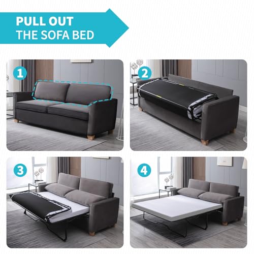 Queen Size Velvet Pull Out Sofa Bed P88129