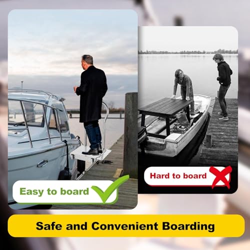 Folding Boat Boarding Platform with Handrail 500LBs Load Non-Slip Heavy Duty Steel U879719