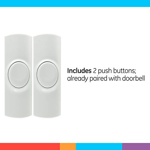 White Wireless Doorbell Kit with 2 Push Buttons and 8 Melodies X9847
