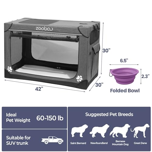 Charcoal Gray Portable Soft Dog Crate with Carry Bag B844