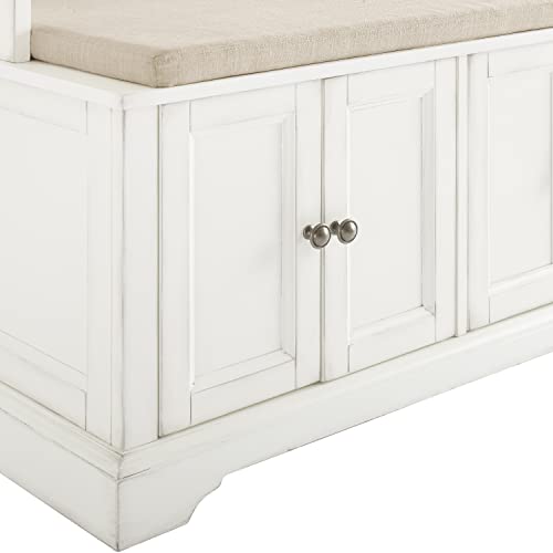 Distressed White Hall Tree U32703