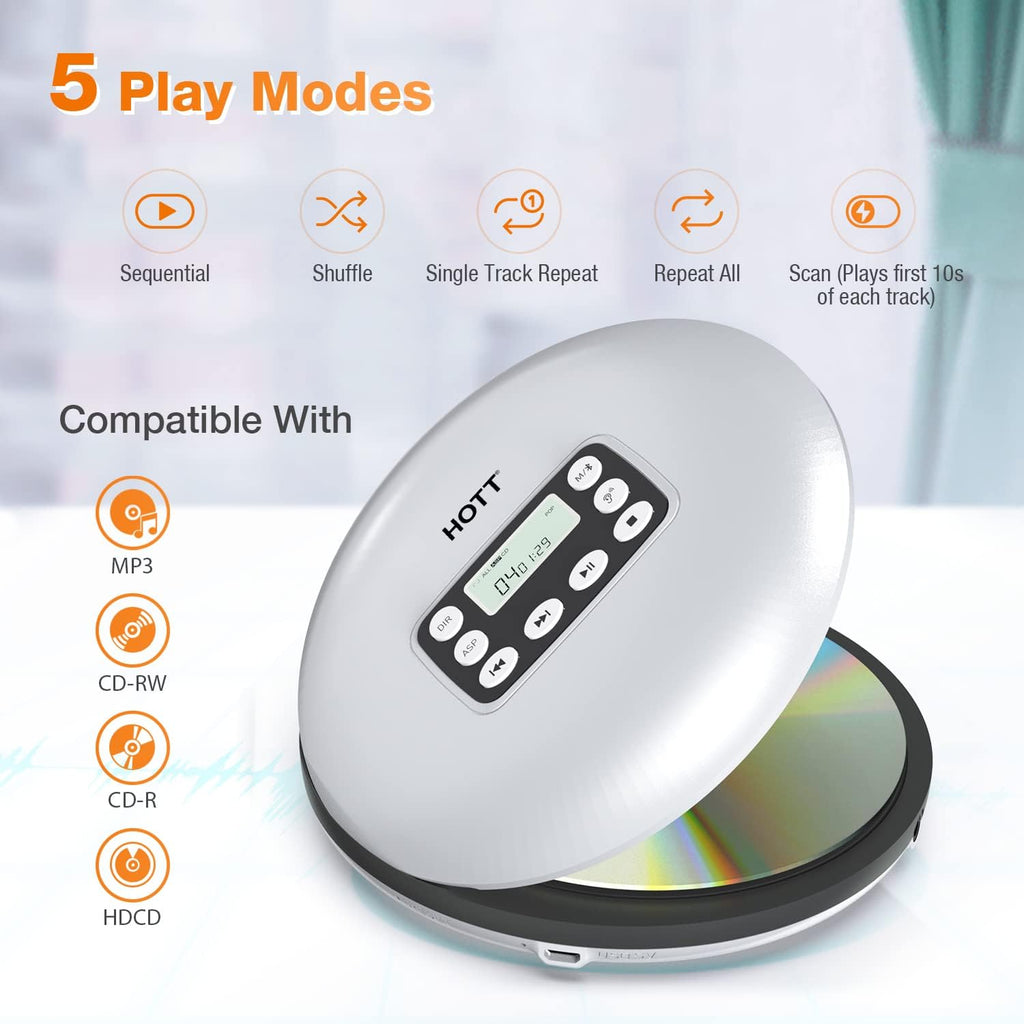 Portable CD Player with Bluetooth and Stereo Headphone W216