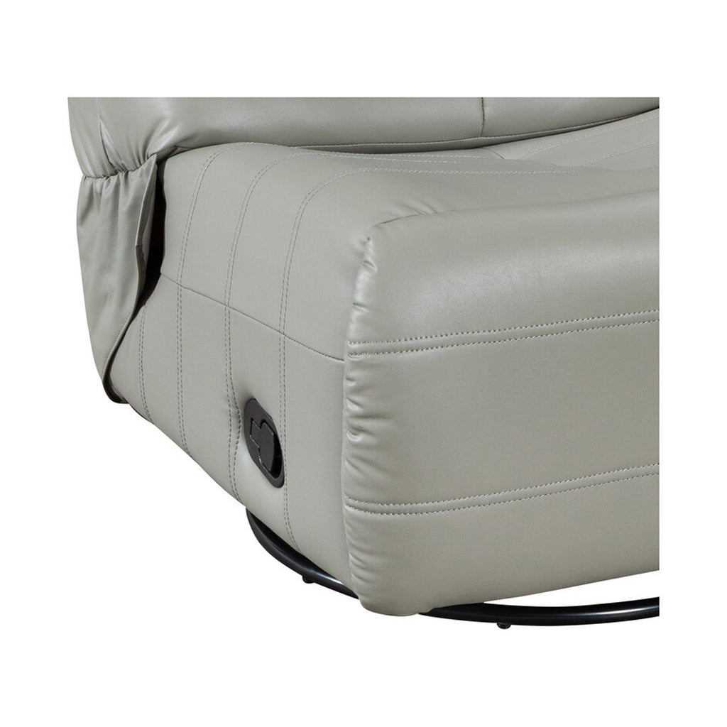 Green Gray Faux Leather Swivel Glider Recliner O60928