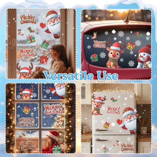 226 PCS White Snowflake Window Clings, 9 Sheets Double-Sided Reusable Decals M4622