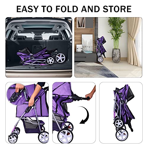 4 Wheel Folding Pet Stroller with Detachable Carrier N5603