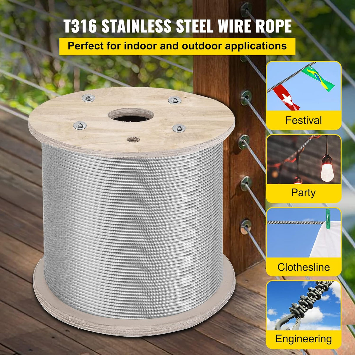 500FT 1/8 Inch Stainless Steel 1x19 Wire Rope M79777