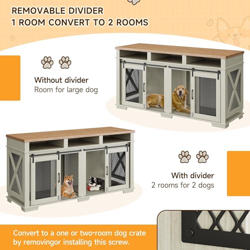 71" Dog Crate with 3 Storage Drawers & Removable Divider C8983