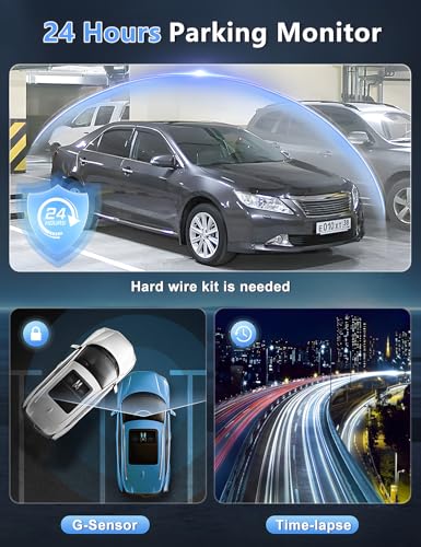 4K+1080P WiFi Dual Dash Cam with 3’’ IPS Screen and 64GB Card D478