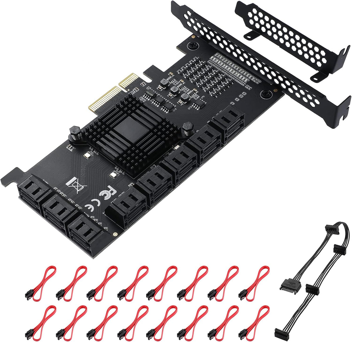 18 Port 6Gbps SATA 3.0 PCIE Card with SATA Cables T941858
