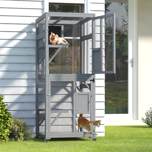 Large Cat Enclosure with Waterproof Cover and Sunshine Panel Roof, 72 inch C927150