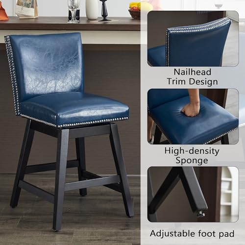 White Upholstered Swivel Bar Stools Set of 2 A557920