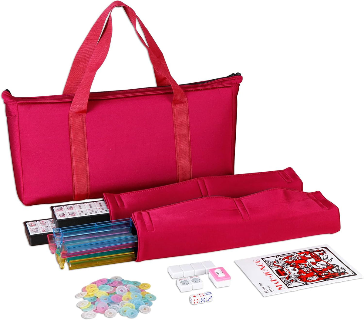 Cream White 166 Tiles Mahjong Set with Carrying Bag U3846