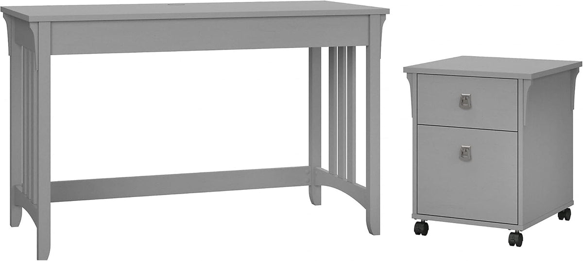 48W Cape Cod Gray Writing Desk with 2 Drawer Mobile File Cabinet Y163