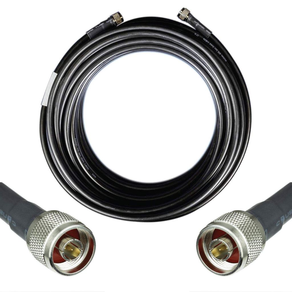 50-ohm N-Male to N-Male Black Coax Cable 60ft Q644