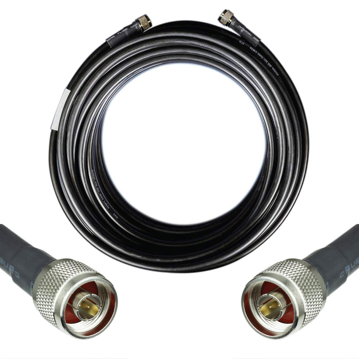 50-ohm N-Male to N-Male Black Coax Cable 60ft Q644