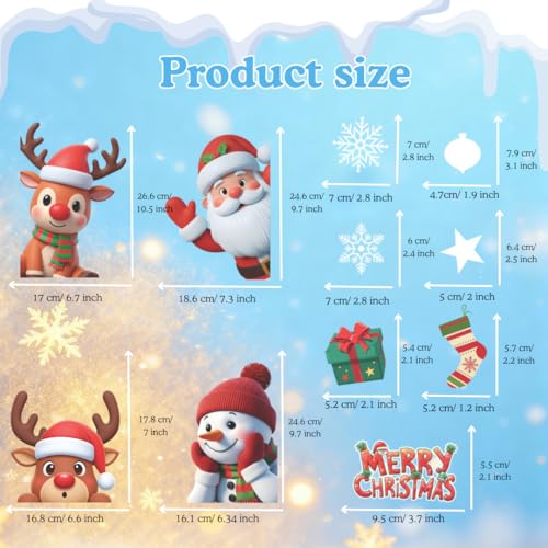 226 PCS White Snowflake Window Clings, 9 Sheets Double-Sided Reusable Decals M4622